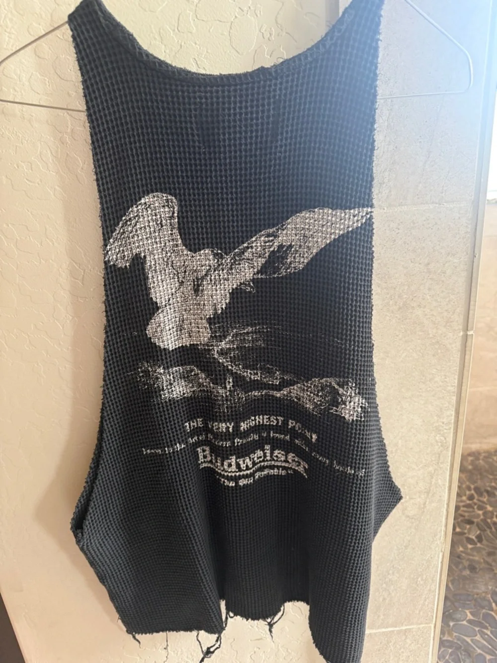 Budweiser Black Waffle Knit Tank with White Eagle Graphic - Picture 2 of 4